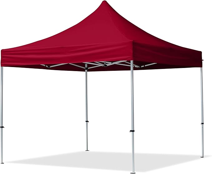 TOOLPORT 10x10 ft PES 700 Pop up Canopy Tent Economy Aluminium 1.3 in., incl. 2 Sidewalls with Panorama Windows, Red