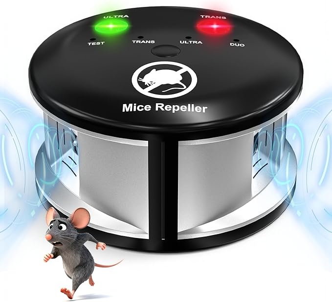 Ultrasonic Mouse Repellent Indoor, Electronic Rodent Repeller Plug-in, 360° Ultrasonic Electric Impulse Pest Control Device for Mice Rat Squirrel Roach Spider Ant Bug Bat,Family & Pet Safe