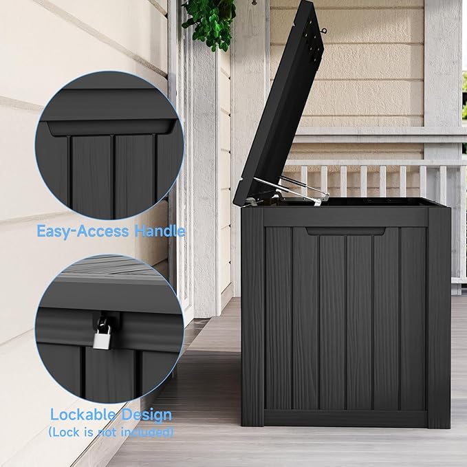 GYMHlLL 180 Gallon Deck Box Large Outdoor Storage Box for Patio Furniture,Outdoor Cushions,Garden Tools and Pool,Supplies,Waterproof,Resin,Lockable(black)