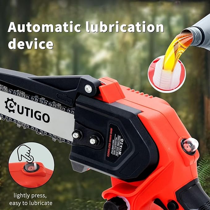 Mini Chainsaw with Battery, 8 inch Electric Chainsaw with 2 * 21V Batteries, with Safety Lock and Strong Motor for Tree Trimming, 800 W
