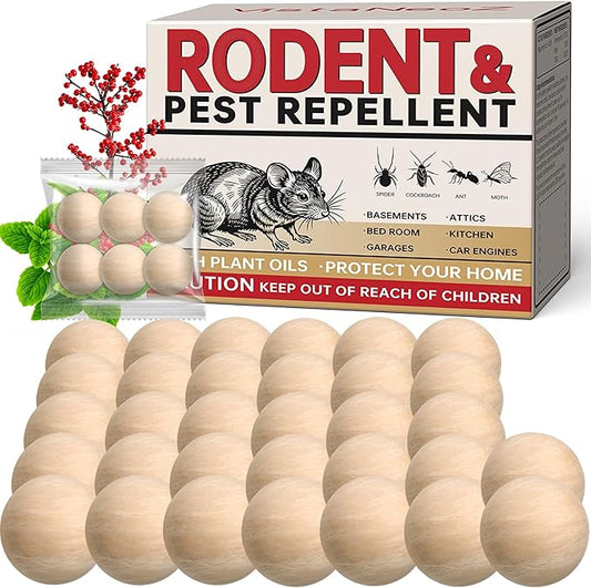 33 Balls Rodent Repellent, Peppermint Oil to Repel Mice and Rats, Mouse Repellent for Indoor and Outdoor,Natural Rodents Deterrent to Keep Mice, Rats and Squirrels Away Your Home
