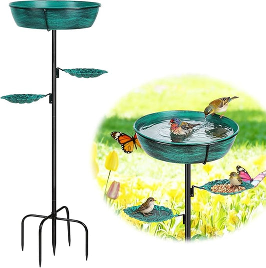 Olpchee Metal Bird Bath for Outdoor - Garden Bird Bath with Removable Bowl Heavy-Duty Base, Winter Birdbath Feeder Rust-Proof Birdbaths for Garden Yard Lawn Decor, Easy to Install(Green)