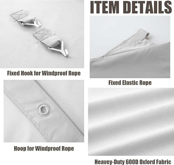 Carport Replacement Canopy 10'x20' for Tent Top Garage Shelter With Ball Bungees, 800D Oxford Waterproof & UV Protection Cover, Not Included Frame (Off-White)