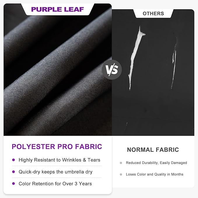 PURPLE LEAF 10' X 13' Double Top Cantilever Patio Umbrella Deluxe Large Outdoor Umbrella Rectangle Offset Umbrella with Fade Resistance for Garden Deck Pool Patio, Graphite Grey