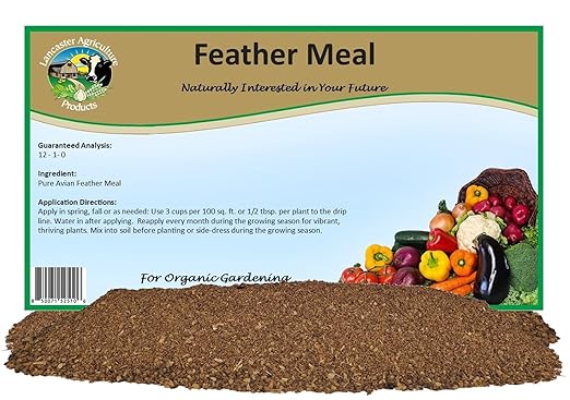 Feather Meal Fertilizer 16 Pounds for Gardens, Containers, Trees, Shrubs, Row Crops, Perfect for Corn, Tomatoes, Fall Harvested Vegetables - Lancaster Agriculture Products