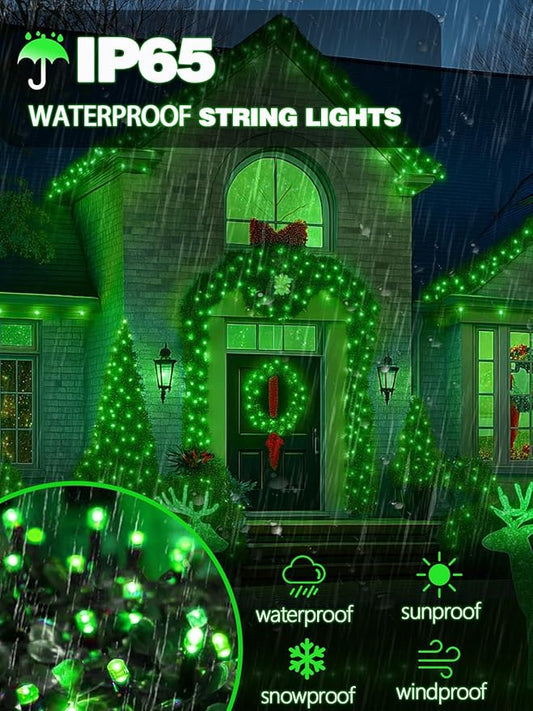 4 Pack 180FT Solar Christmas Lights Outdoor Waterproof, Super Bright 320 LED Solar String Lights with 8 Lighting Modes, Green Wire Solar Twinkle Fairy Lights for Outside Tree Xmas Party Garden(Green)
