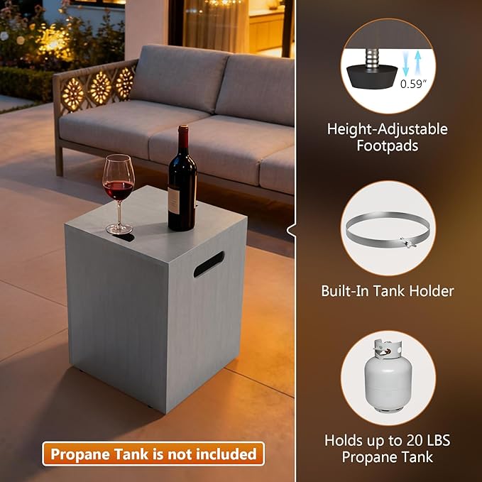 Outdoor Fire Pit Table Propane Gas Fire pits &Outdoor Fireplaces 42″ Rectangular Firepit Table, 50,000 BTU Fire Table for Patio Set (Light Gray)