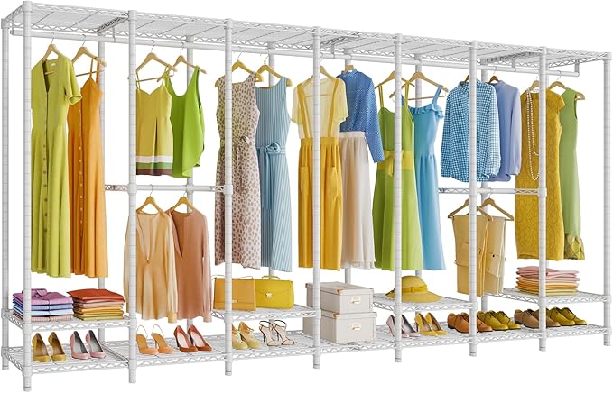 VIPEK V70 Extra Large Clothes Rack Heavy Duty Clothing Rack, Freestanding Wardrobe Metal Closet for Hanging Clothes, Bedroom Organizer and Storage, Max Load 1670lbs, White