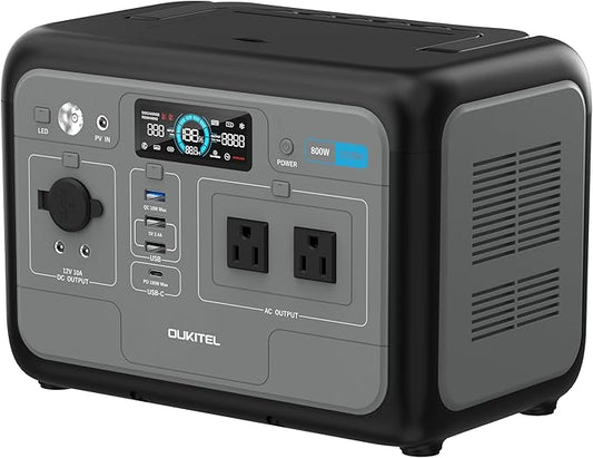 OUKITEL 512Wh Portable Solar Generator, P800 Solar Power Station with 2x800W AC Outlets (1600W Peak), 500W Fast Charging, Emergency Power Station for Home, Camping & RVs