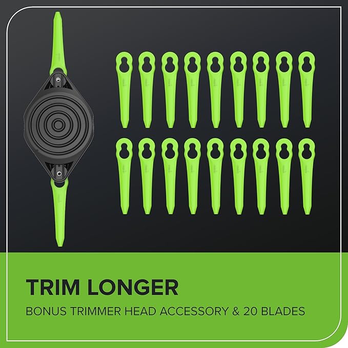 Greenworks 24V 12" Cordless String Trimmer/Edger with 20 Replacement Blades, Battery and Charger Not Included