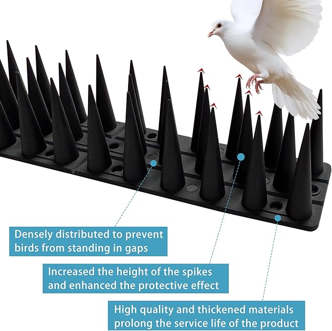 Bird Spikes,Black,12 Pack Bird Deterrents for Outside,Keep Raccoon Squirrel Pigeon Away,Fence Spike for Garden Patio