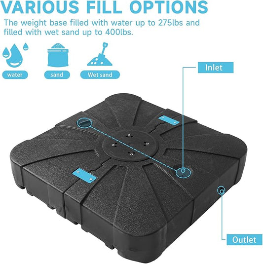 9x12FT Navy Cantilever Outdoor Patio Umbrella with Base, Large Rectangular Offset Design, Double Top Heavy Duty Aluminum Frame & 360° Rotation for Pool Garden Deck Backyard