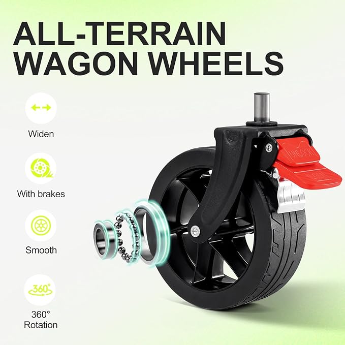 Collapsible Wagon with Wheels,Wagons Carts Foldable Wagon Cart with Flexible Handle, Lightweight Portable Folding Utility Grocery Shopping Cart for Grocery Sports Garden Camping(Black)