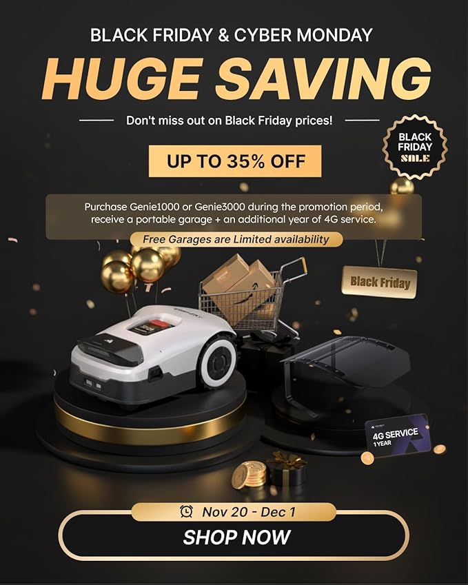 ANTHBOT Genie3000 Robot Lawn Mower - NO Wire, Full Band RTK+4-Eye Vision Robotic Lawnmower for 0.91 Acre, Auto Mapping, Multi-Zone Management, Accurate Obstacle Avoidance, Intelligent Path Planning