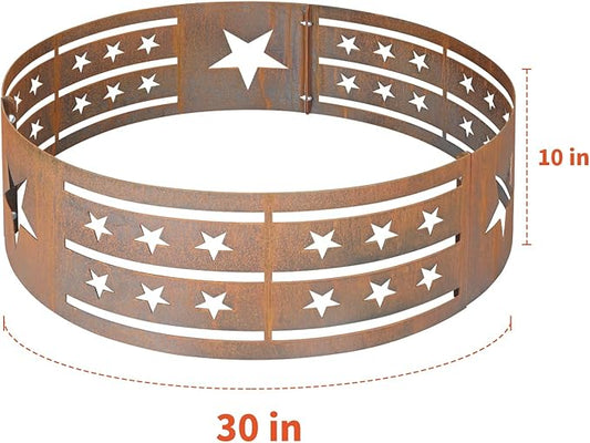 Fire Pit Ring, 30" Steel Fire Ring Heavy Duty Carbon Steel Liner, Outdoor Cooking Camping Steel Fire Ring Combo Insert DIY Campfire Liner