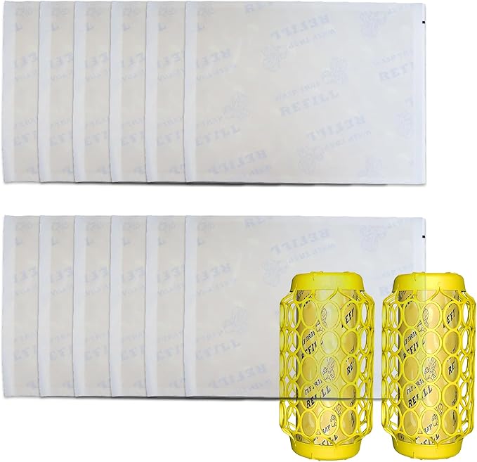12 PCS Flying Insects Trap Refill Sticky, Yellow Jacket Wasps Trap Refills Flies Paper Boards Replacement Pads