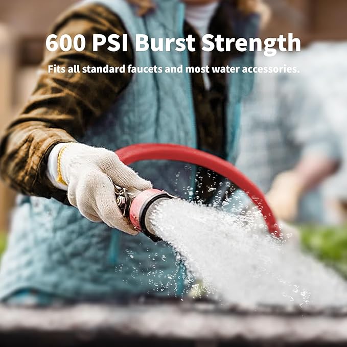 Garden Hose 100ft x 3/4” Hot Water Hose, Heavy Duty -50°F to 190°F,Burst 600Psi Flexible Upgraded Rubber Hoses,3/4” Solid Fittings for All-weather Outdoor Lawn & Garden