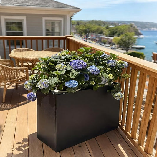 Black Metal Heavy Planter 32" x 15" x 24"for Outdoor Plants Metal Rectangle Outdoor Planter Spliced Flower Box with Partitions for Outside,Indoor,Garden (Black, 32 * 15 * 24)