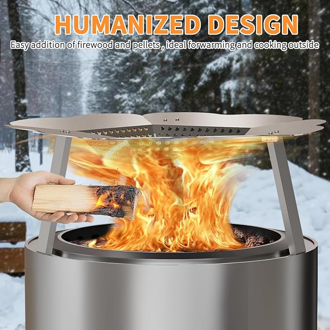 Heat Deflector for Solo Stove Bonfire 19.5’’ - Upgraded 304 Stainless Steel Portable Heat Diffuser with Detachable Legs & Handle, Capture and Redirect Warmth, Camping Accessory