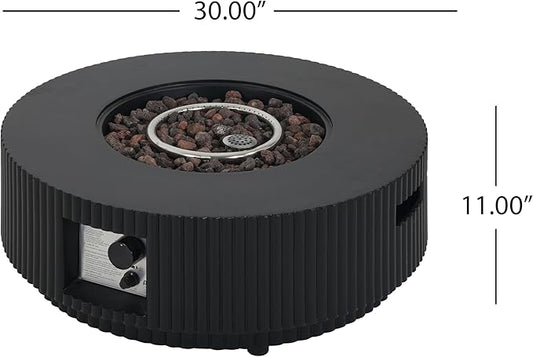 Merax 40,000 BTU Propane Fire Pit Table with Lid, MGO Concrete Outdoor Patio Heater, 2-in-1 Coffee Table with Adjustable Flame, Matte Black(Tank Cover Not Provided)