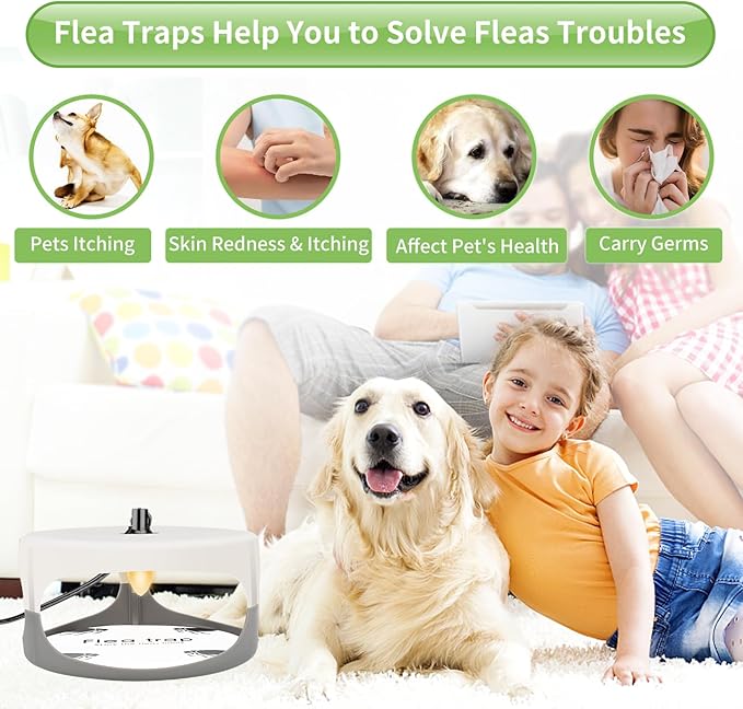 Flea Traps for Inside Your Home,New Bed Bug Trap with Light Refills and Sticky Pads,Electronic Fly Gnat Traps Indoor,Sticky Flea Bombs for Home Indoor(2 Pack)