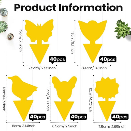 200 Sheets Fruit Fly Sticky Traps for Fruit Fly Gnat Trap for House Indoors Sticky Traps Catcher for Gnats Fungus Gnats Mosquito Catcher for Kitchen Outdoor Plants(Yellow)