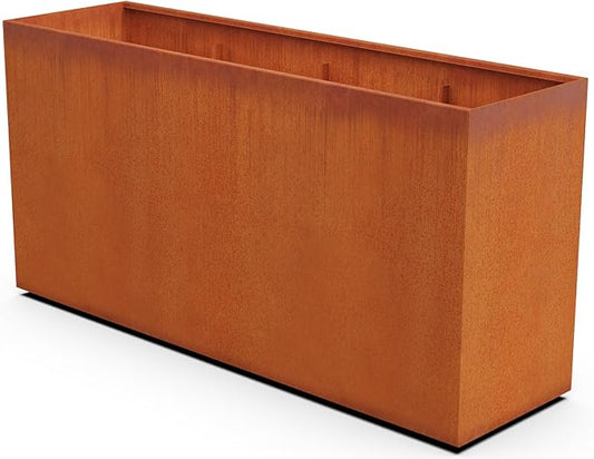 Plantercraft Extra Large Rectangular Planter for Outdoor Plants | 84x24x42 Inch Corten Steel Planters for Privacy & Patios | Heavy Duty Large Outdoor Planter Box, Fully Assembled