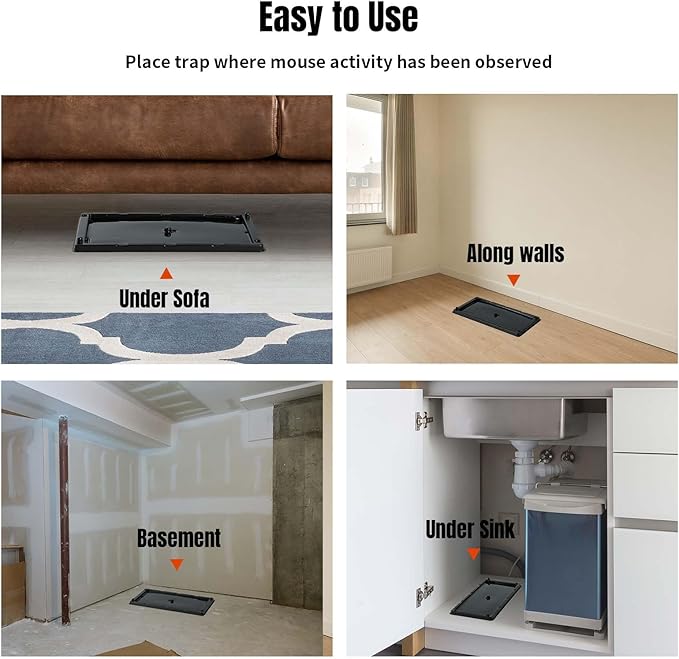 POPTRAP Rat Trap Heavy Duty & Large, Super Sticky Mouse Trap with Ultra-Strong Glue, Scent of Peanut Butter for Indoor & Outdoor, Non-Toxic (BigSize-24Pack)