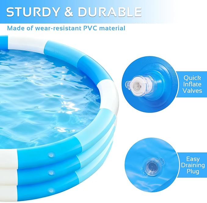IPOOLGO Inflatable Swimming Pool, 39" X 12" Convenient Family Inflatable Swimming Pool, Indoor and Outdoor Play Pool, Girls/Boys Water Play Center