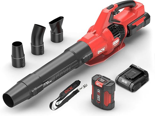 DCK 58V Cordless Leaf Blower, Power Variable-Speed, Brushless, 770 CFM, Electric Leaf Blower with 4Ah Battery and 5A Charger for Lawn Care, Yard, Outside(KDLB58211BDM)