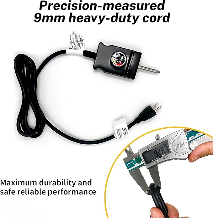 Power Cord For Masterbuilt Electric Smoker Replacement Parts,Electric Skillet Cord Replacement Analog Control Plug Dial Knob Temp Thermostat Controller Masterbuilt Smoker Grill Accessories