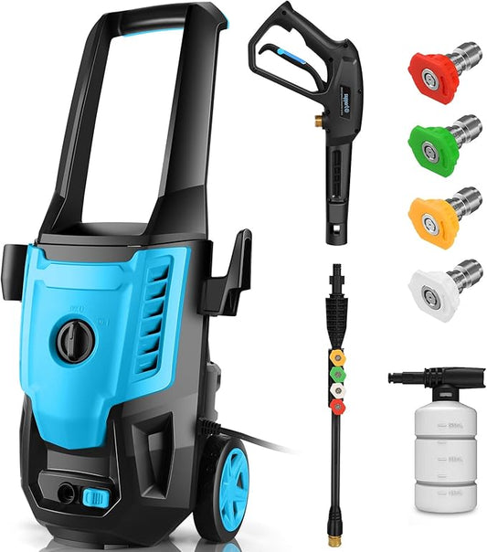 Imdot Pressure Cleaner 5000 PSI 4.0GPM Portable Power Cleaner with 4 QC Nozzles, 500ML Foam Cannon for Cars/Fences/Driveways/Home/Patios Cleaning, Navy Blue
