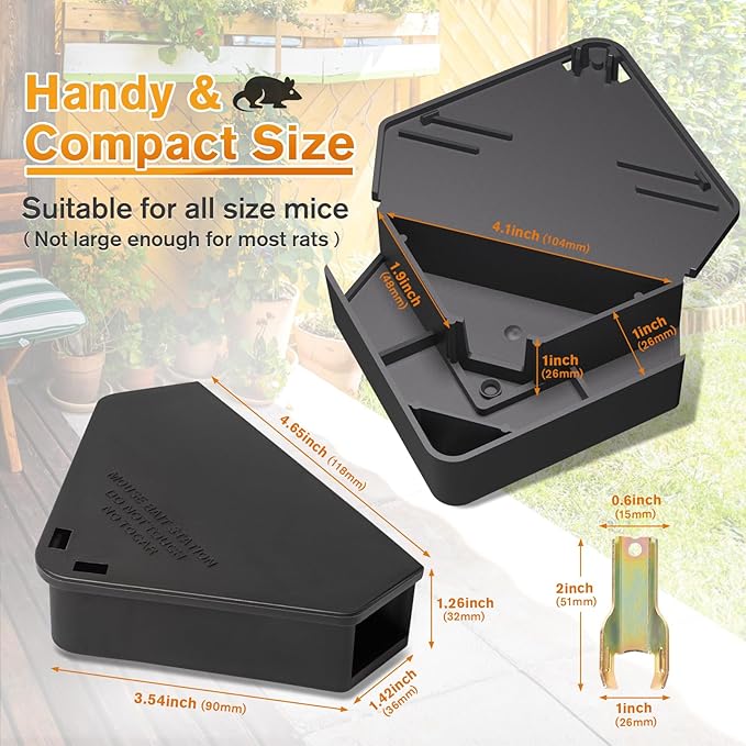 Anblak Mouse Station with Keys Black 12 Pack, Key Required Mouse Stations, Mice Stations, Keeps Children and Pets Safe Indoor & Outdoor