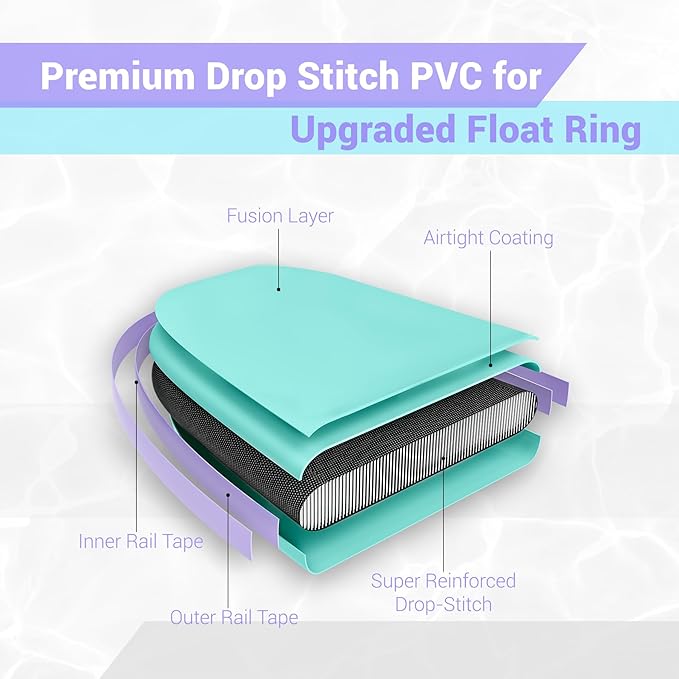 UPWELL Round Inflatable Pool Float Hammock with Backrest - Heavy Duty Mesh Mat for Adults, Tanning, Lakes and Rivers