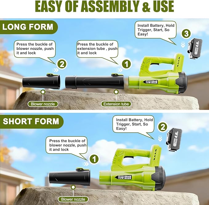 Leaf Blower, Powerful Electric Cordless Leaf Blowers with 2 x 4.0Ah Battery and Charger, Portable Handheld Battery Powered Leaf Blower, Lightweight Blowers for Lawn Care, Garden, Outdoor, Patio, Yard