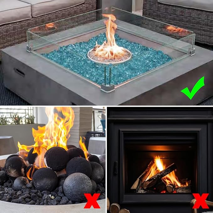 Fire Glass for Propane Fire Pit, 1/4 Inch High Reflective Fireplace Glass Rocks for Fire Pit Table, 20 lbs Fire Pit Glass Rocks for Outdoor Fire Table and Landscaping, Aqua Blue
