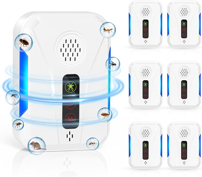 Upgraded Ultrasonic Pest Repeller Indoor & Mouse Deterrent, 6 Packs Insect Repellent Plug in for Roach, Rodent, Bugs, Mice, Mosquito, Spider, Ant, 2 Mode Switching for Home, Office, Warehouse, Garage