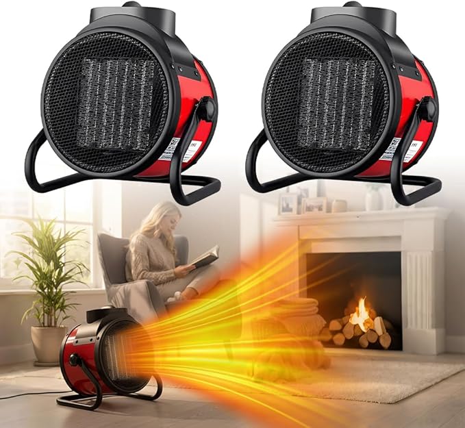 Saker 3000W Powerful Portable Heating Cannon for Outdoor&Indoor Use, PTC Electric Small Space Heater with 90° Adjustable Angle, Fast Heater for Greenhouse, Garage, Bedroom, Home Office (2 PC)