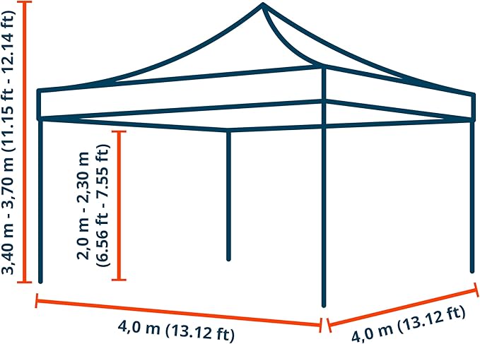 TOOLPORT 13x13 ft PES 750 Pop up Canopy Premium Steel 1.6 in., incl. 4 Sidewalls with Panorama Windows, Blue