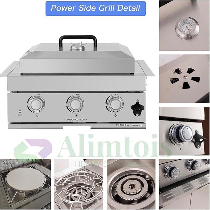 Built in Gas Grill Outdoor: 13 pcs Drop in Propane Gas Grills 32 inch BBQ 4 Burner 60000 BTU Stainless Island Barbecue Cooking Station with inserts Sink Drawer Door Rotisserie Kit Complete Set