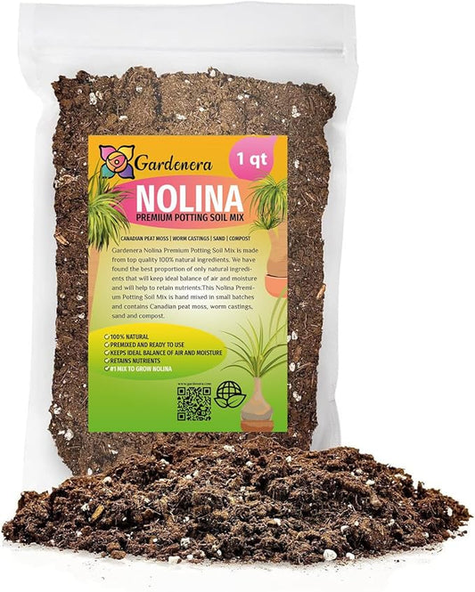 Gardenera Premium Nolina Plant Potting Mix - Crafted for Robust Growth and Distinctive Form - 1 Quart