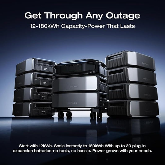 EF ECOFLOW 12288Wh Power Station: Delta Pro Ultra X (1x Inverter + 2 x Batteries), 12000W Solar Generator for Home Battery Backup, Expandable to 180kWh, Outdoor & Camping Battery Power Supply