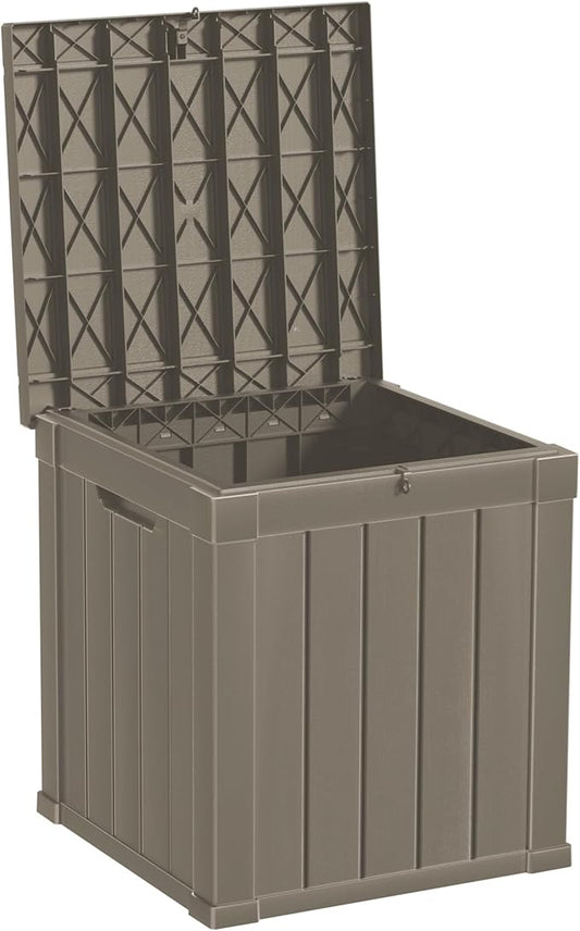 Mersco 50 Gallon Double-Wall Resin Deck Box - Lockable Waterproof Outdoor Storage Box, 515lbs Capacity & Doubles as Seating for Patio Furniture - Garden Tools, Pool Accessories (Grey)