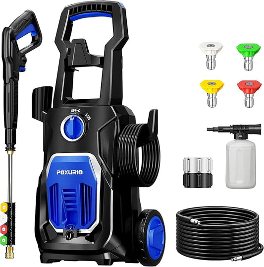 POXURIO Electric Pressure Washer, 4000PSI 2.8 GPM Power Washer with Foam Cannon 35FT Hose Electric High Pressure Washer for Fences, Patios, Decks, Patios and Cars Powerwasher