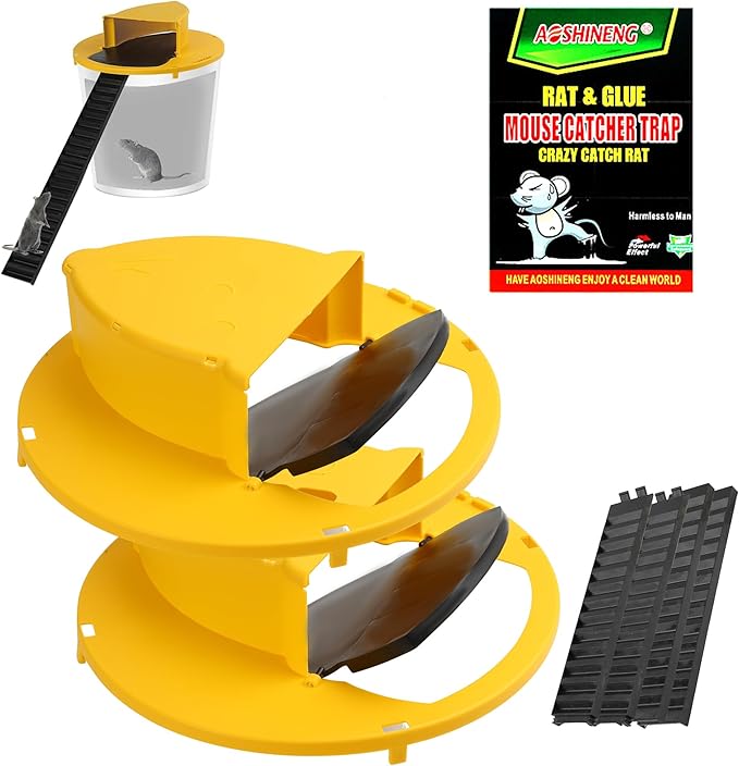 2PACKS Mouse Trap Bucket Adapted to 5 Gallon Bucket Lid Rat Trap Comes with Mouse Catching Stickers Automatic Reset for Indoor Outdoor Use Reusable