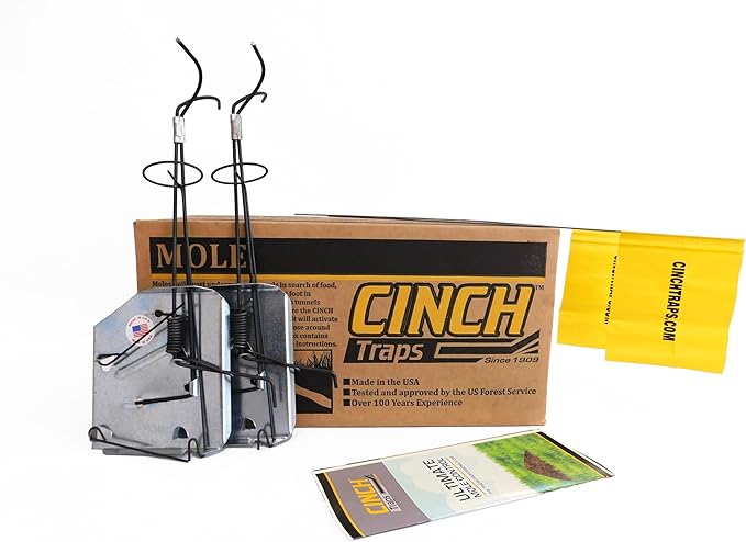 Cinch Traps Mole Trap Kit: Two Traps With Mole Tunnel Flags And Instructions - By - Made In America