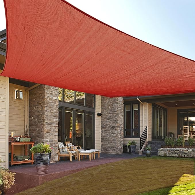 LOVE STORY Custom Size 6'x12' Terra Red Sun Shade Sail Rectangle UV Block Canopy Patio Sail Sunshades Fabric for Outdoor Garden Carport (We Make Custom Size)