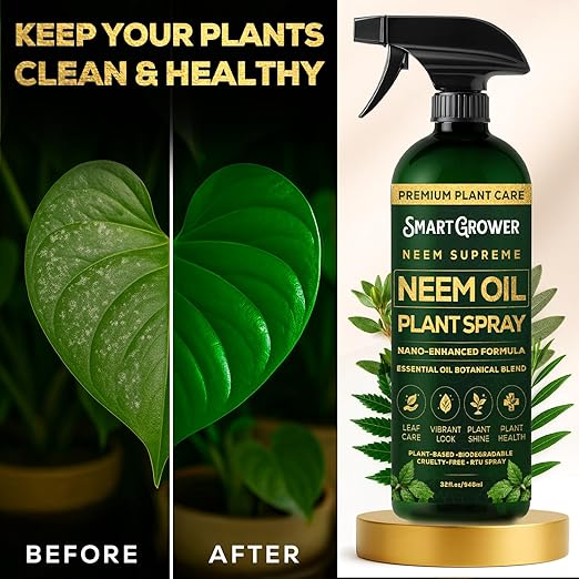 Neem Oil Spray for Plants Botanical Blend – Plant Wash with Natural Essential Oils, Simple Ready-to-Use Plant Spray for Gardens, Houseplants, Indoor & Outdoor Plants – 32 oz
