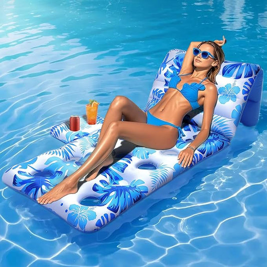 HeySplash Pool Lounger Float for Adult, Inflatable Pool Floats Bed Cooling Contour Lounger Rafts, Water Rafts for Lake, Outdoor Beach Pool Party