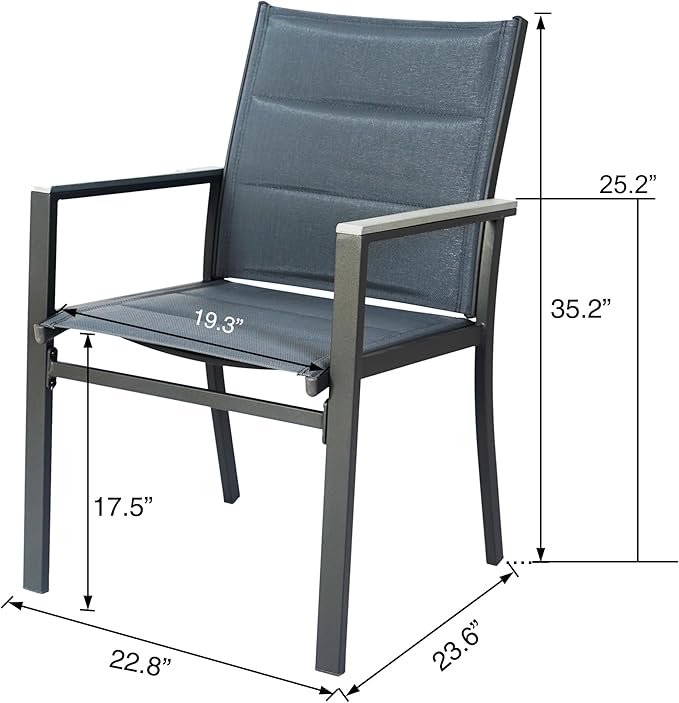 Kozyard 7 Piece Outdoor Patio Dining Set for 6 Person, Coolmen Patio Dining Table 6 Pack Dining Chair with Gray Frame for Backyard, Porch, Deck, Garden (Gray)